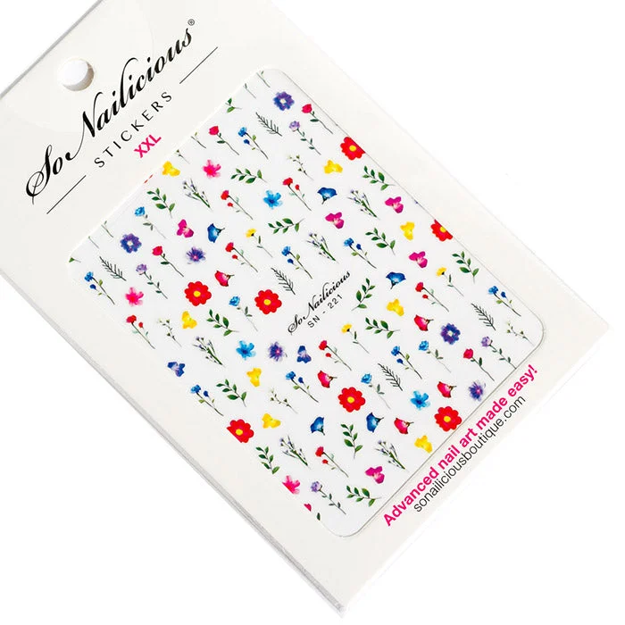 Platinum nail studs for platinum charm-Midsummer Wildflower Stickers - 221 XXL