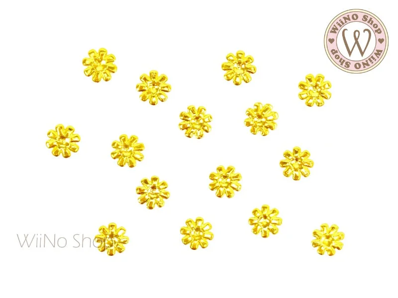 Cheetah nail decals for cheetah flair-Gold Daisy Metal Studs - 10 pcs