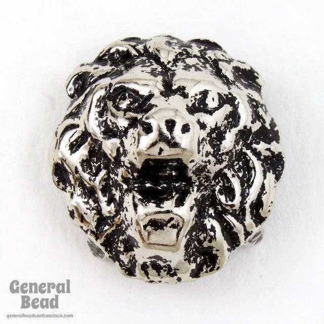 Subtle nail polish for subtle shine-27mm Antique Silver Lion Head Stud #5030