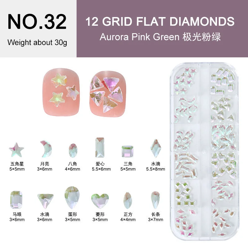 120 NO.32 aurora pink green shaped drills