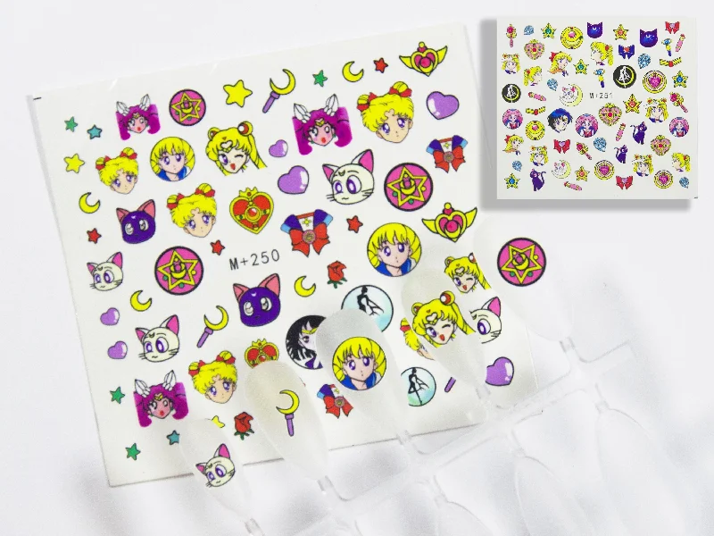 Satin nail wraps for satin beauty-Sailor Moon Water Transfer Tattoo Nail Decals