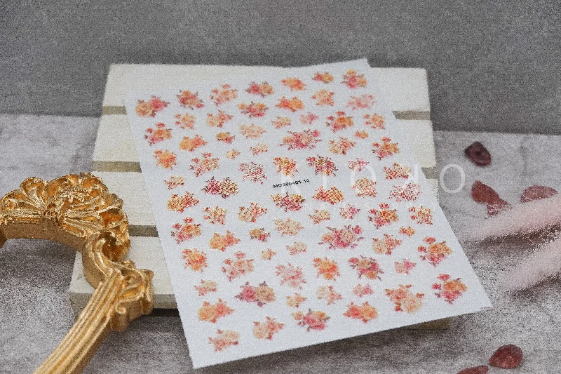 Titanium nail wraps for strong shine-Orange Red Roses Stickers