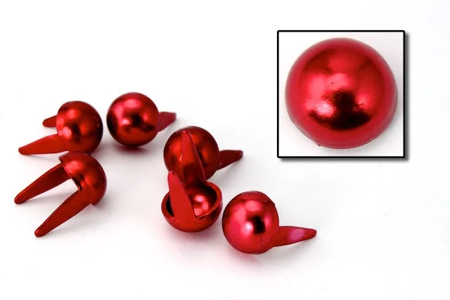 Satin nail gems for satin shine-6mm Red Dome Stud (50 Pcs) #6804