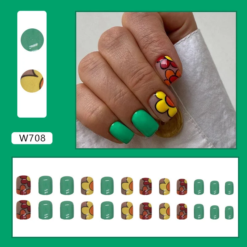 Leaf nail wraps for leafy flair-Wholesale Cute Drawing Flowers Solid Color Nail Stickers