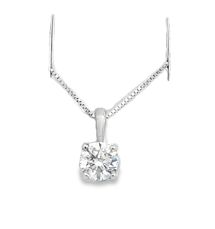 Classic nail stickers for timeless style-LAB GROWN ROUND DIAMOND 0.71CT SOLITAIRE DROP PENDANT