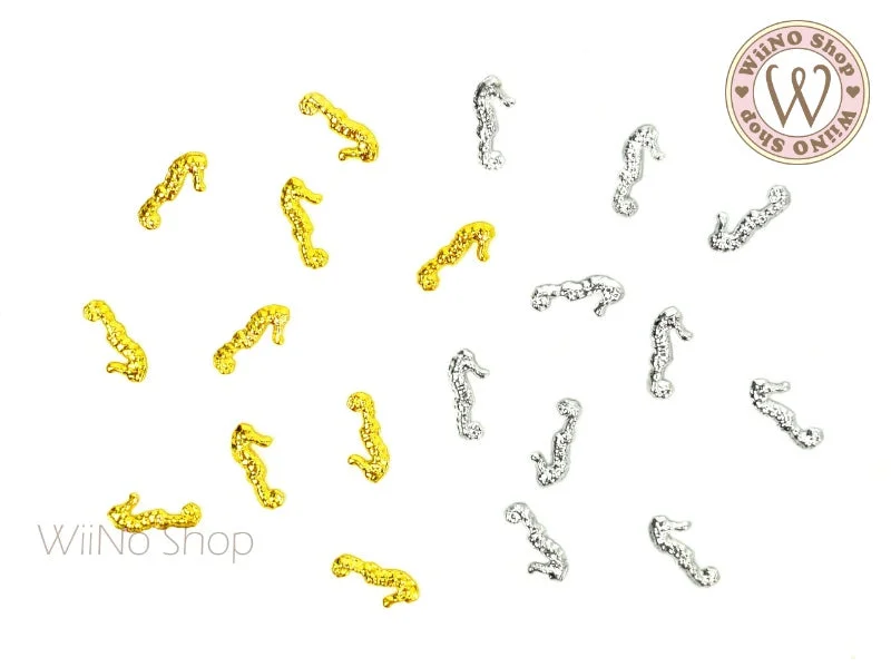 Plush nail studs for plush beauty-Mini Seahorse Metal Studs - 10 pcs