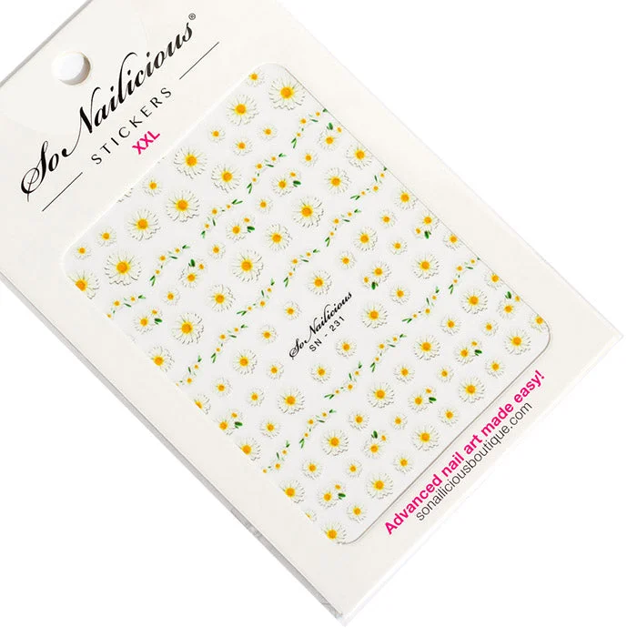 Leaf nail gems for botanical art-Daisy Nail Stickers - 231 XXL