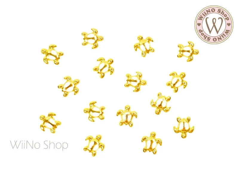 Platinum nail polish for luxe shine-Gold Sea Turtle Metal Studs - 10 pcs