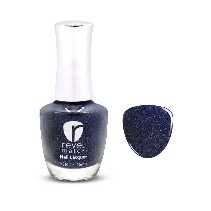 Emerald nail studs for jewel tones-P728 Cyber Blue Shimmer Nail Polish