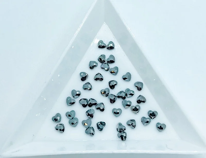 Elegant nail studs for elegant shine-3MM Hematite Heart Rhinestone G9-4-2