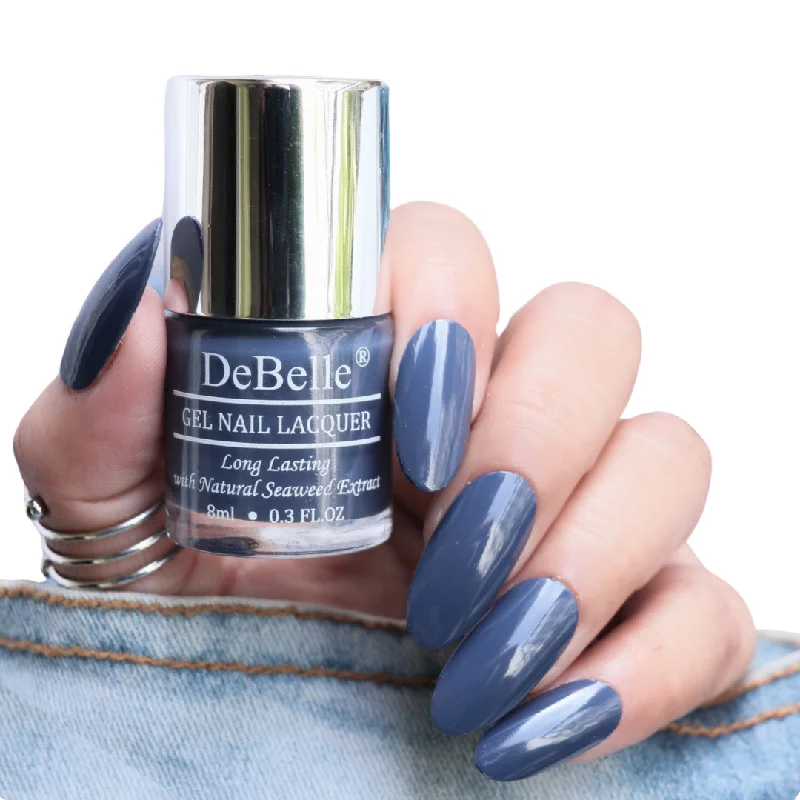 Soft nail studs for soft beauty-DeBelle Gel Nail Lacquer Twilight Sapphire - (Pastel Dark Navy Blue Nail Polish), 8ml