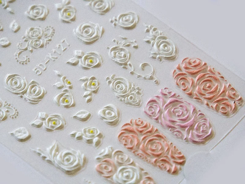 Stone nail wraps for natural looks-5D Carved Embossing Rose Nail Art Stickers Decals