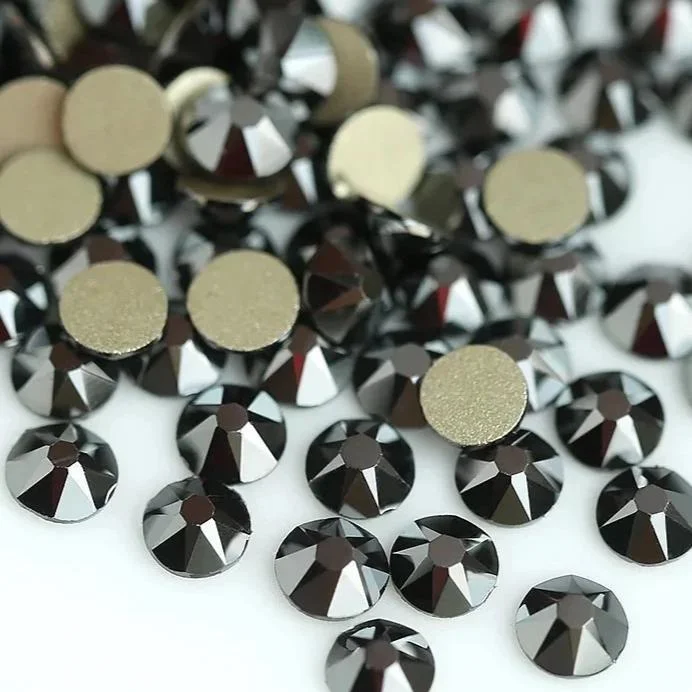 Satin nail gems for satin shine-Jet Hematite Rhinestones