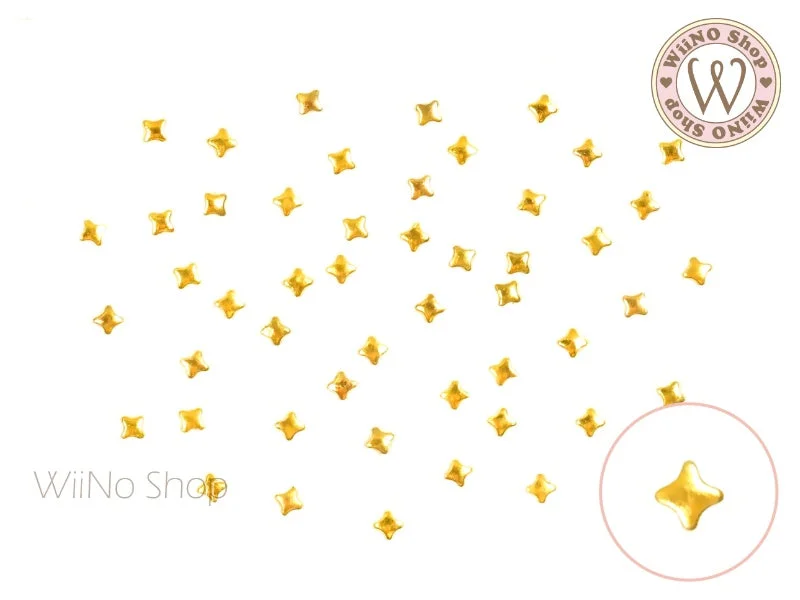 Daisy nail art stickers for summer-Gold Mini Cross Star Metal Studs - 25 pcs