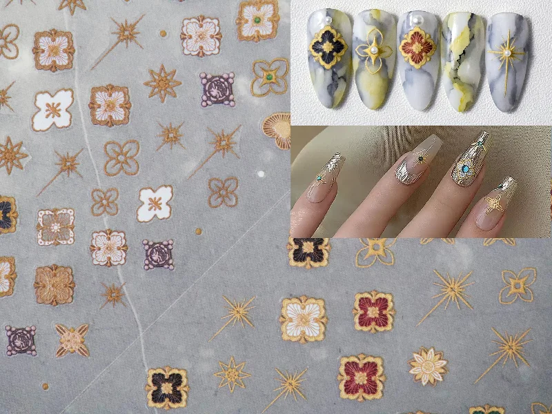 Amethyst nail gems for purple hues-Italian Inspired Vintage Nail Stickers Nail sticker