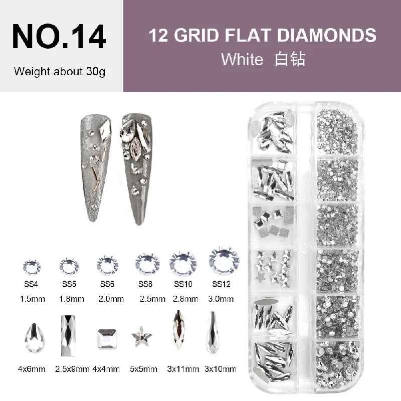 NO.14 white diamond shaped+flat bottom