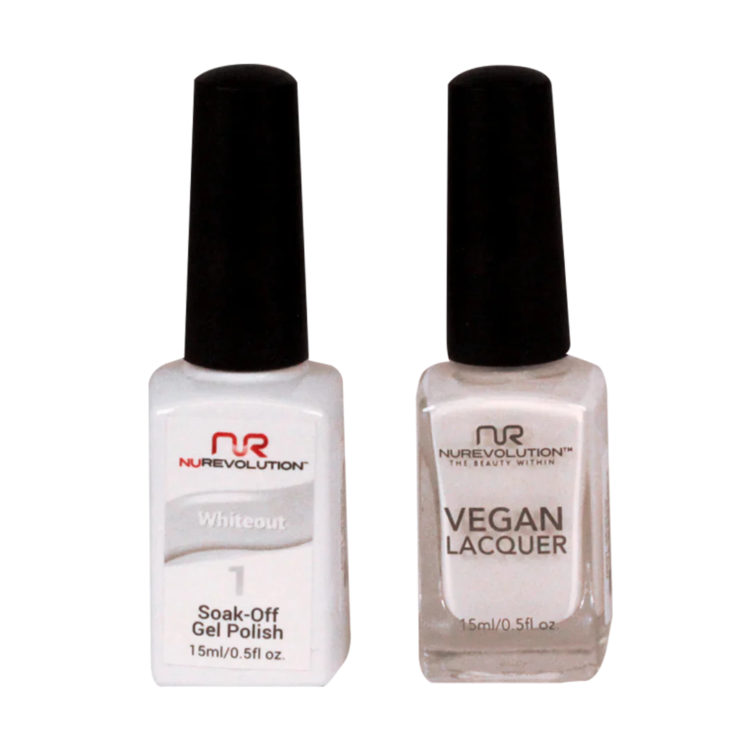 Titanium nail decals for titanium flair-NuRevolution Trio Duo Gel & Lacquer 001 Whiteout