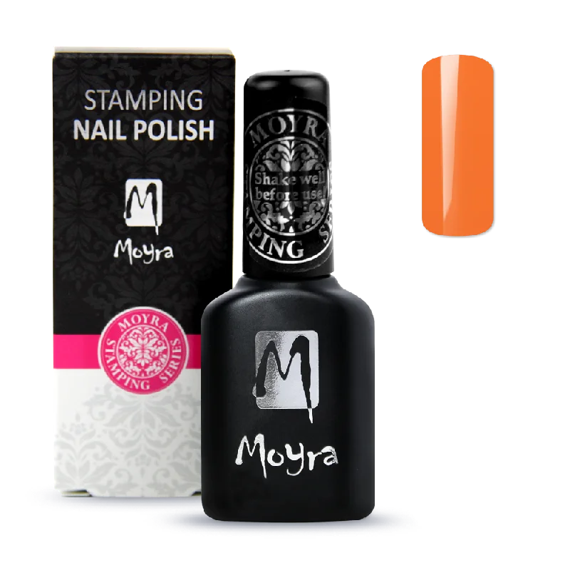 Platinum nail studs for platinum shine-Moyra - Smart Polish (Slow-Drying) SPS07 Orange Stamping Polish