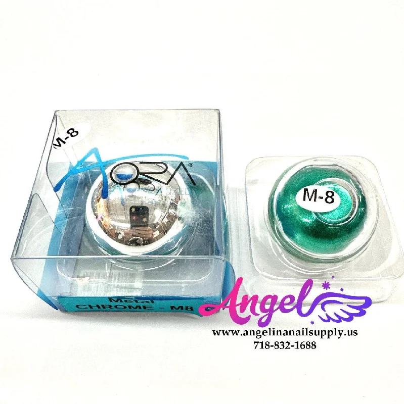 Elegant nail studs for elegant shine-Aora Chrome Powder M08 Cyan Metal