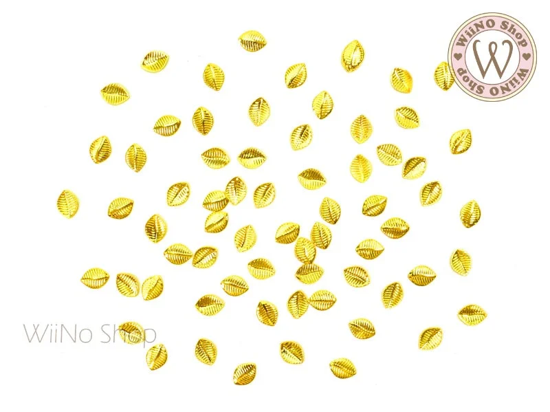 Subtle nail studs for subtle charm-Gold Ovate Leaf Metal Studs - 10 pcs