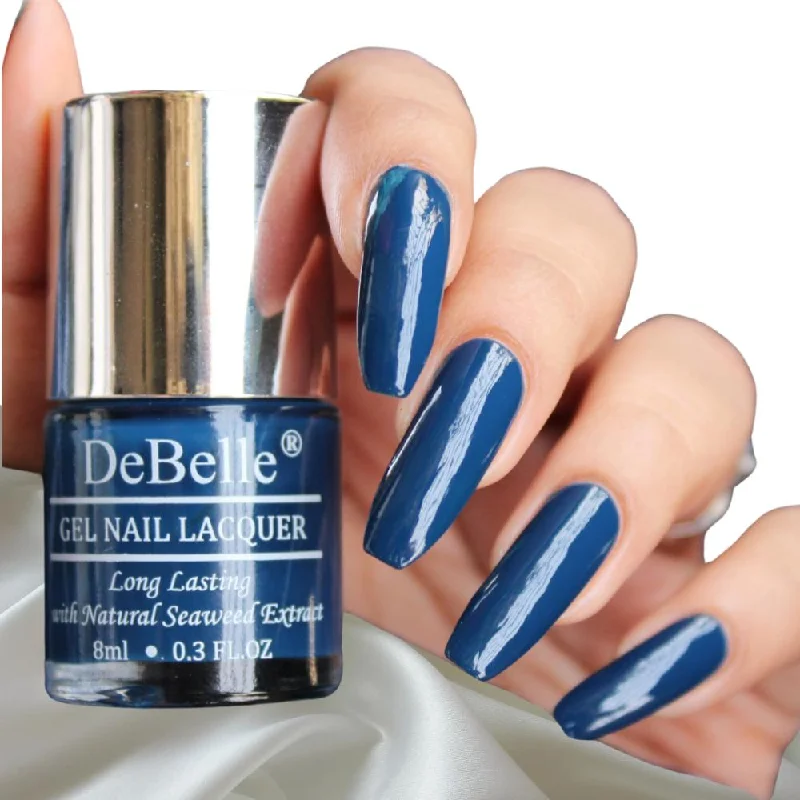 Stone nail decals for stone charm-DeBelle Gel Nail Lacquer Bleu Allure | Navy Blue Nail Polish - 8ml