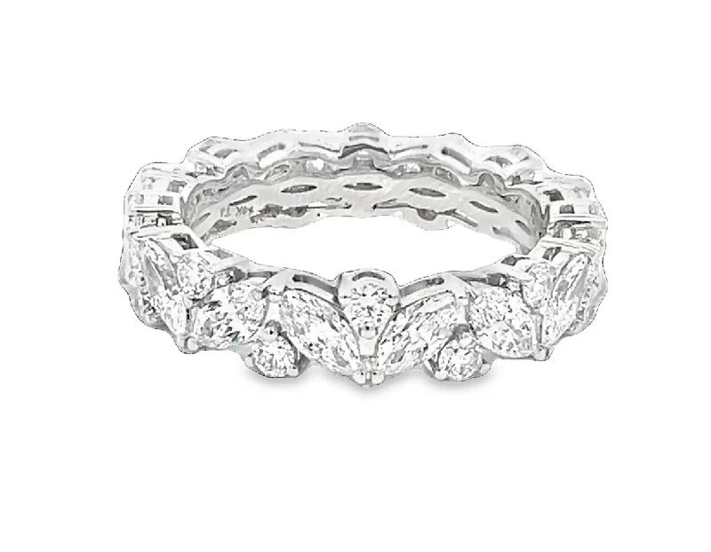 Aztec nail wraps for aztec charm-LAB GROWN MARQUISE & ROUND DIAMONDS 2.52ctw PRONG SET ETERNITY BAND