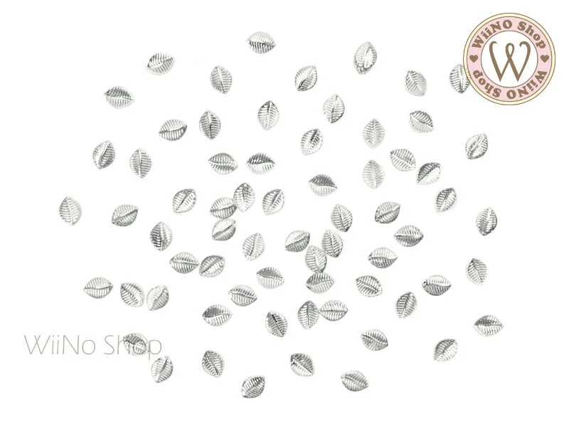 Bronze nail studs for bronze charm-Silver Ovate Leaf Metal Studs - 10 pcs