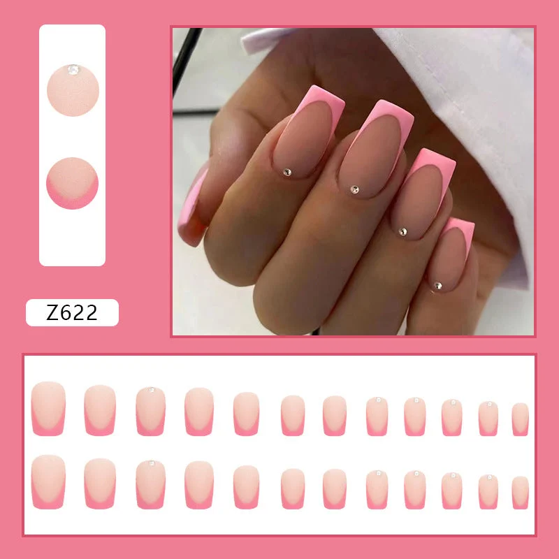 Leaf nail studs for leafy charm-Wholesale Simple French Style Rose Pink Diamond Style Nail Stickers