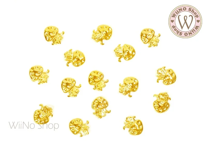 Frosted nail polish for cool tones-Gold Jellyfish Metal Studs - 10 pcs