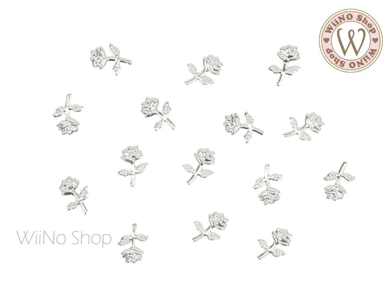 Mirror nail gems for mirror charm-Silver Rose Metal Studs - 10 pcs