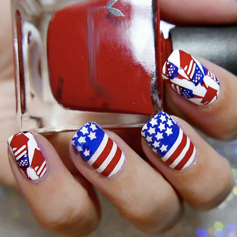 Platinum nail decals for platinum shine-Wholesale Plastic Independence Day Wearable Nails