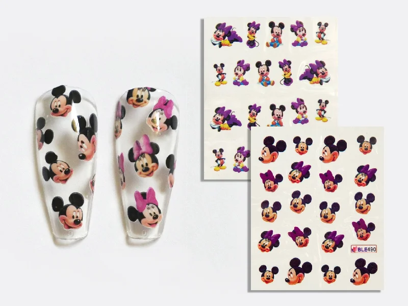 Copper nail gems for copper shine-2pcs Mickey Mouse Minnie Mouse Nail Tattoo