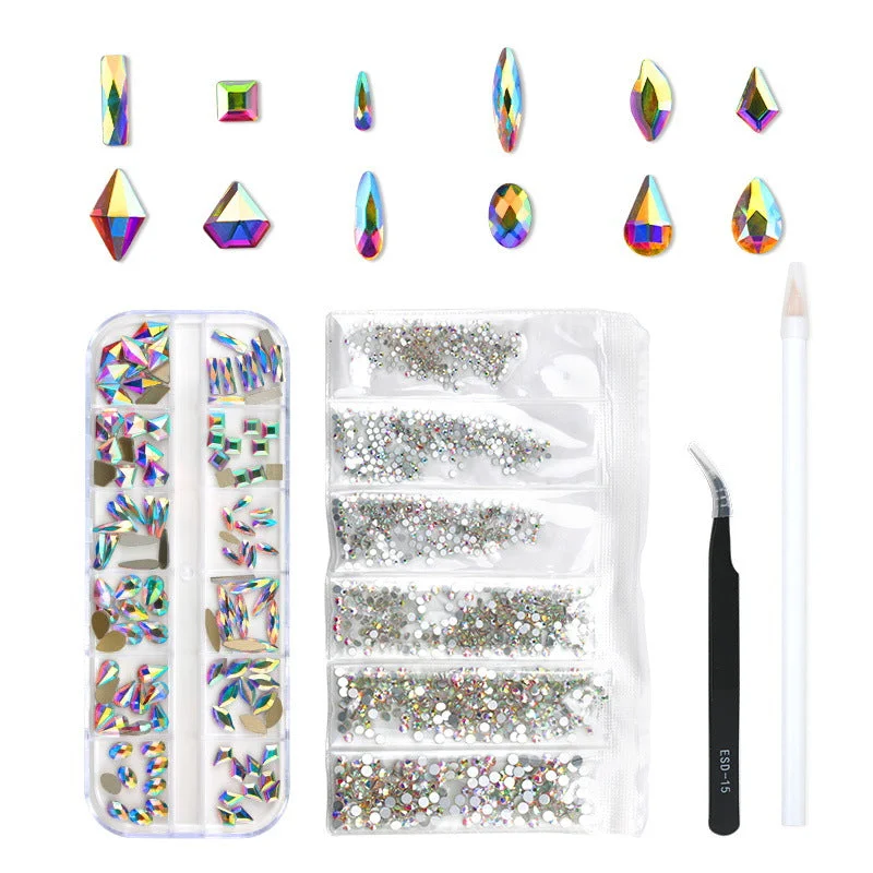 Cheetah nail decals for cheetah flair-10 grams of hot fix flat glass rhinestone sample box set