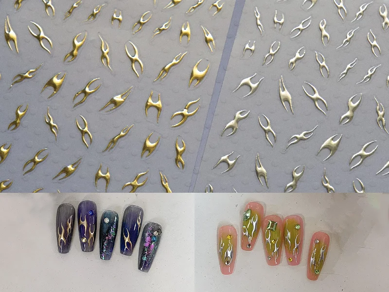 Titanium nail wraps for strong shine-Mechanic Gilding Modern Edge Nail sticker