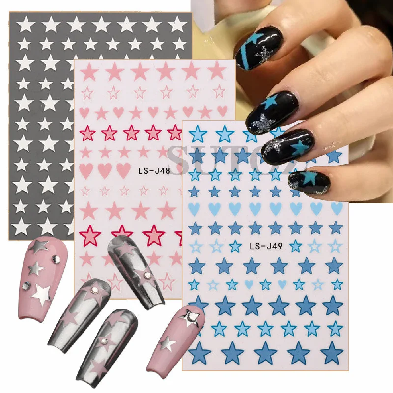 Daisy nail art stickers for summer-Wholesale Pentagram Love Plastic Nail Stickers