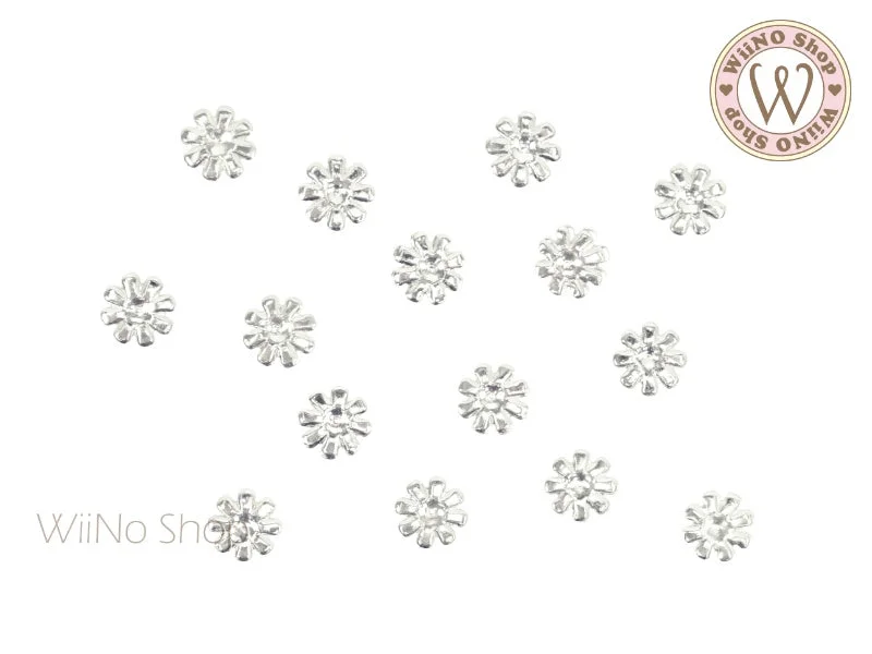 Twinkle nail gems for twinkle beauty-Silver Daisy Metal Studs - 10 pcs