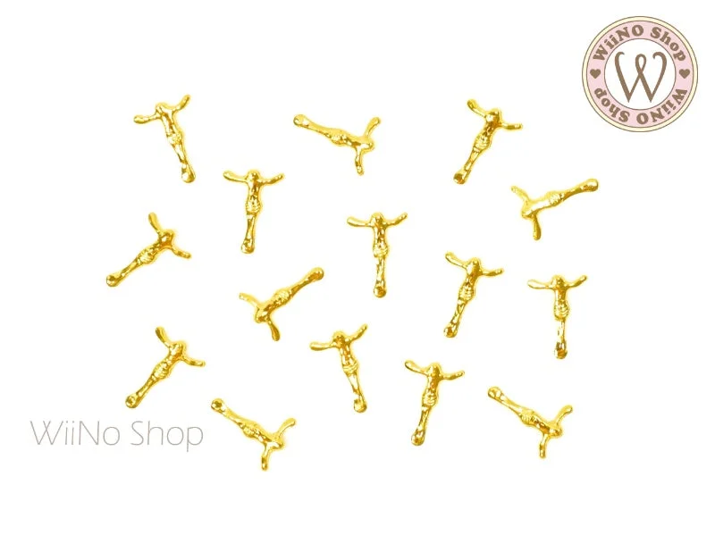 Bronze glitter nail polish-Gold Jesus Metal Studs - 10 pcs