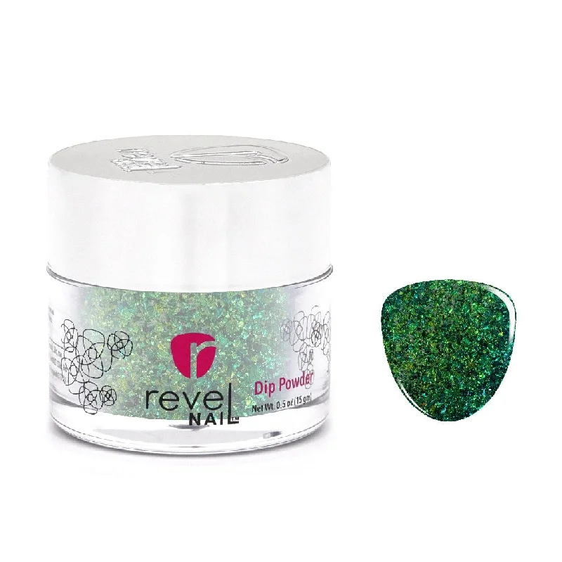 Mirror nail decals for mirror flair-D613 Whirl Green Flake Dip Powder