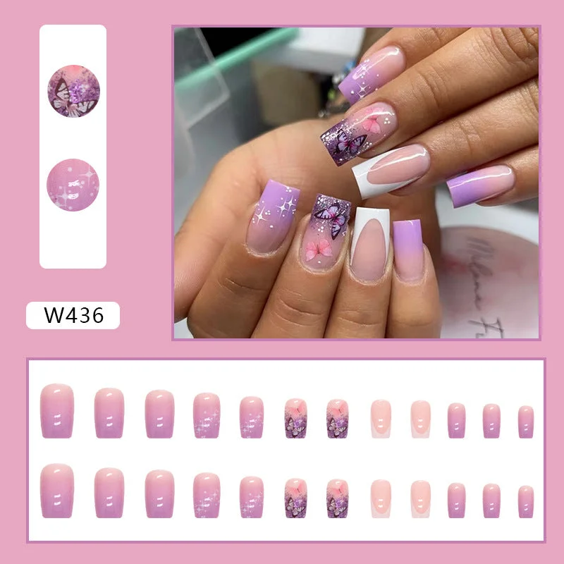 Emerald nail studs for emerald shine-Wholesale Small Fresh Grape Purple Gradient Nail Stickers