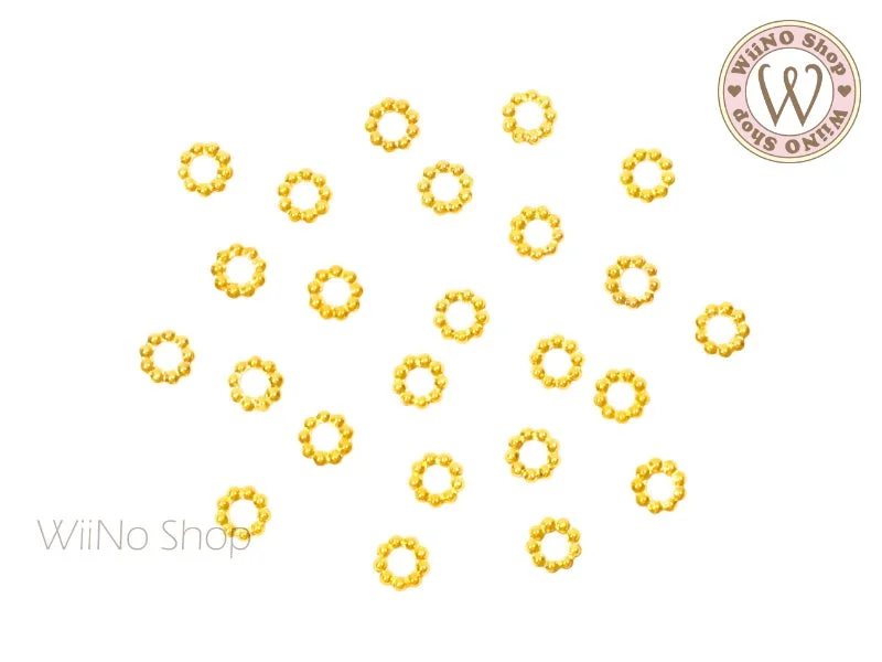 Shiny nail gems for glossy nails-4mm Gold Round Circle Dotted Frame Metal Studs - 10 pcs