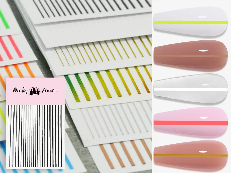 Soft nail decals for soft shine-Multi size Stripe Line nail sticker/ Thin Lining Line art nail Self Adhesive Decals