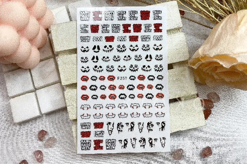 Vivid nail wraps for vivid designs-Halloween Face Stickers