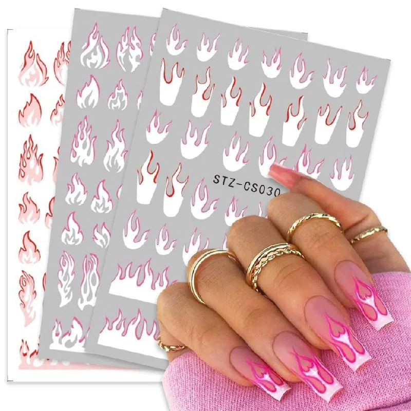 Stone nail decals for stone beauty-Wholesale Graffiti Flame Nail Art Stickers