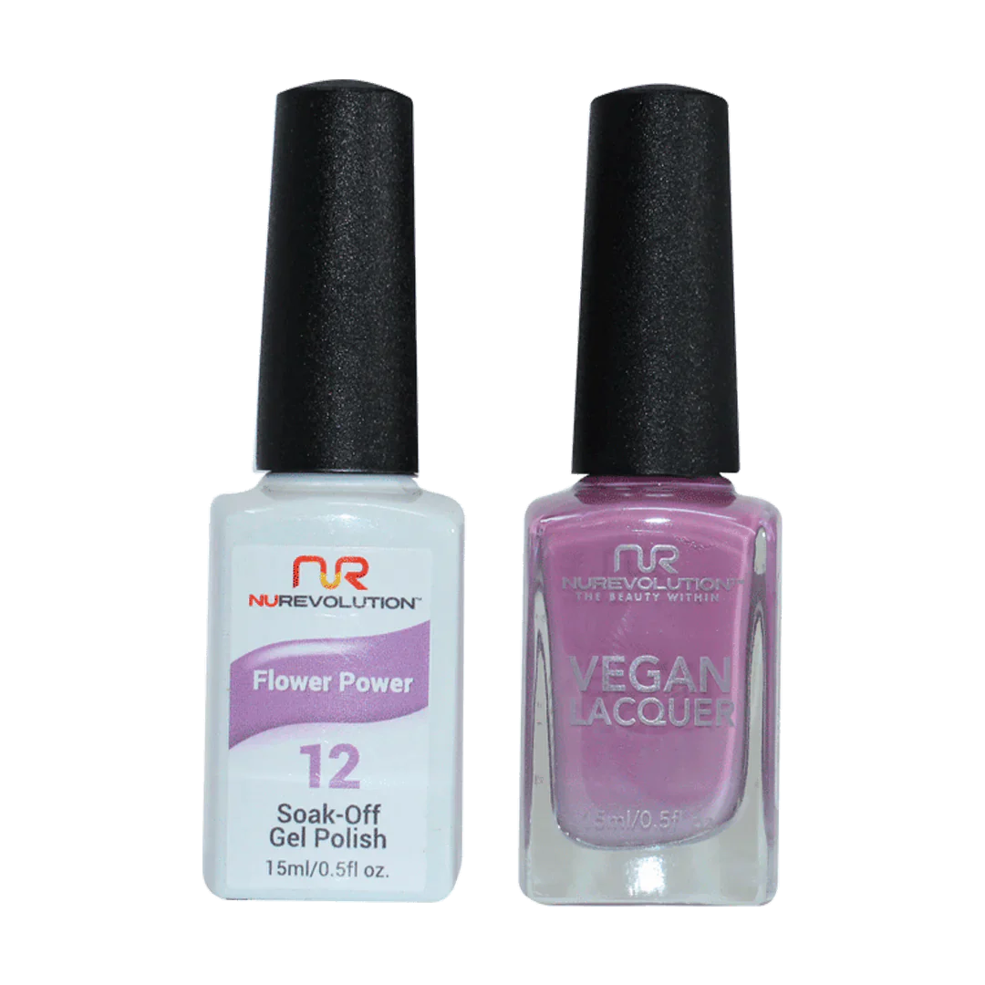 Leaf nail decals for leafy beauty-NuRevolution Trio Duo Gel & Lacquer 012 Flower Power