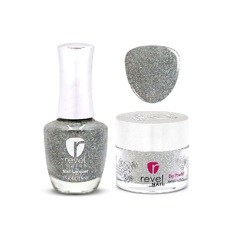 Mirror nail decals for mirror flair-D32 Isadora Silver Glitter Nail Polish + Dip Powder Set