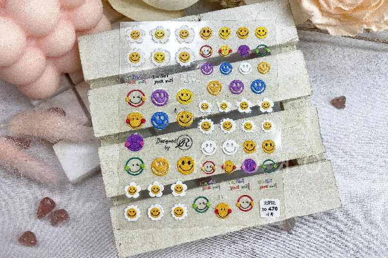 Spot nail decals for spotted style-Smiley Face Stickers