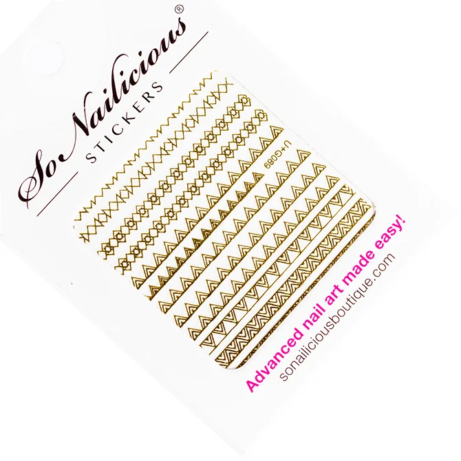 Mirror nail gems for mirror charm-Golden Geo Stickers