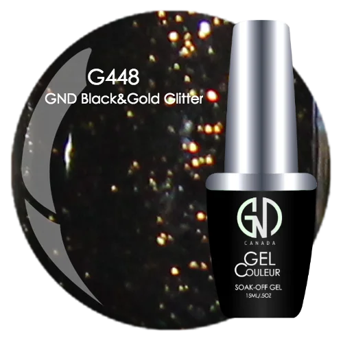 Electric nail studs for electric charm-GND BLACK & GOLD GLITTER GND G448 ONE STEP GEL