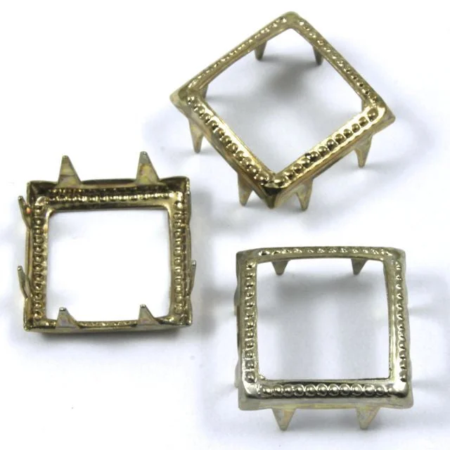 Elegant nail wraps for elegant charm-11mm Brass Open Square Stud (8 Pcs) #134