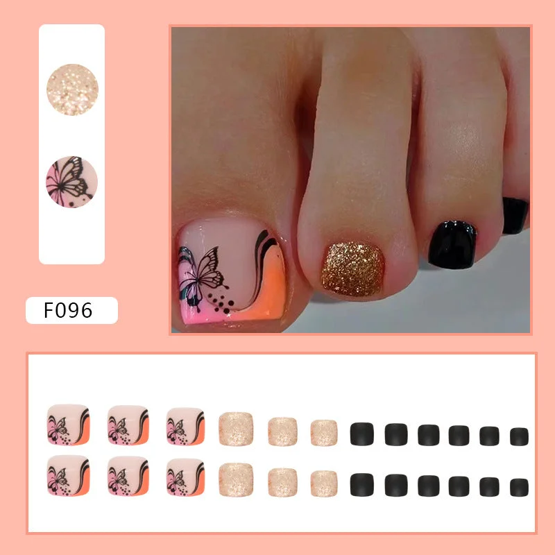 Cheetah nail decals for cheetah shine-Wholesale Black Glitter Bright Oil Butterfly Feet Nail Stickers